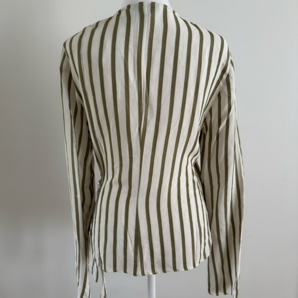 Topshop stripe wrap top in olive NWOT - Picture 7 of 9